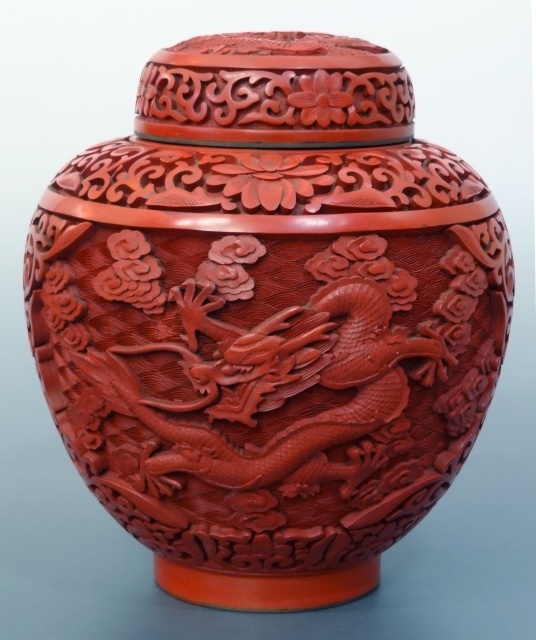 堆朱 蓋付壺 中国伝統工芸 レトロ インテリア